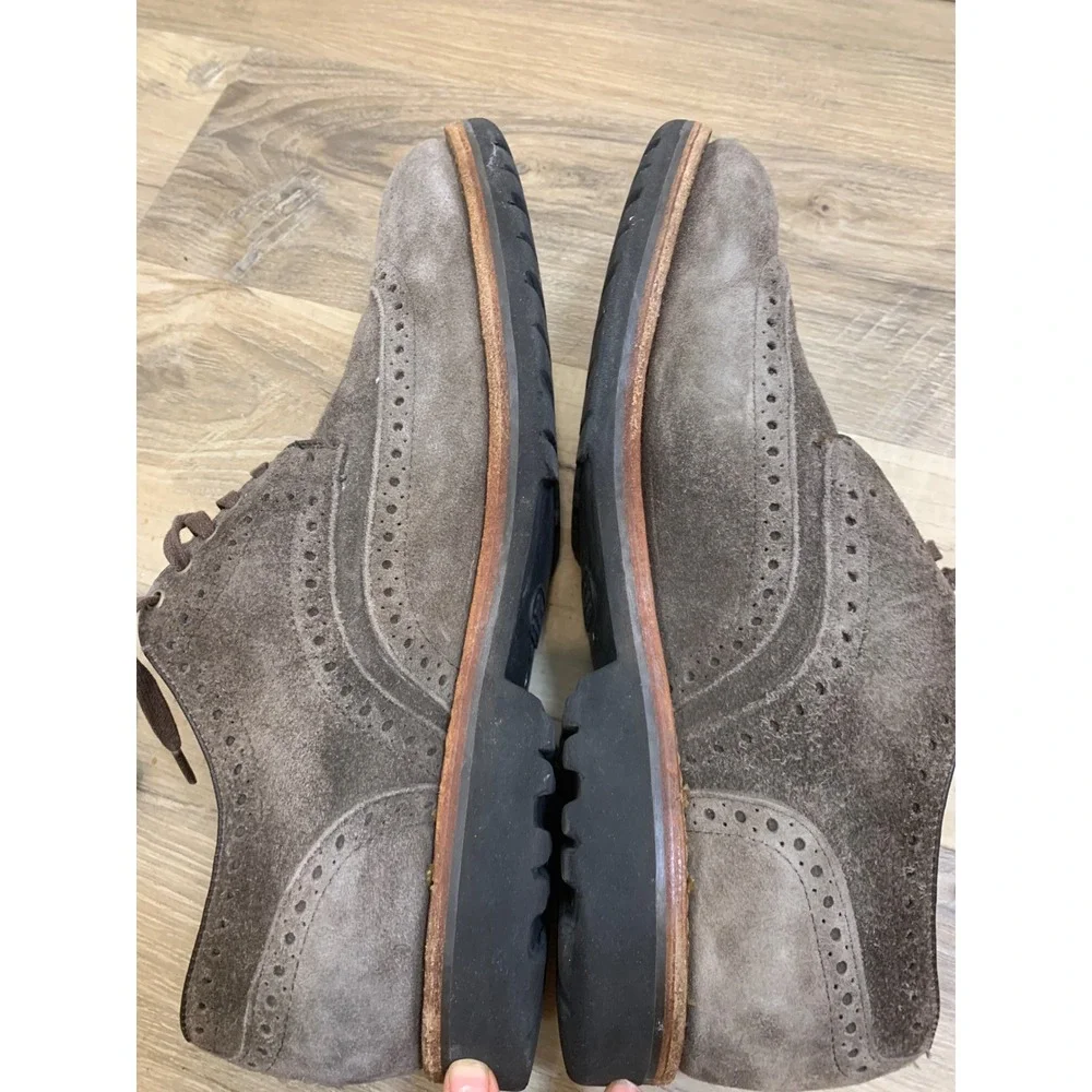 Allen‎ Edmonds Tate 10.5 D Suede Wingtip Brogue Lug Sole Grey Mens Shoes
